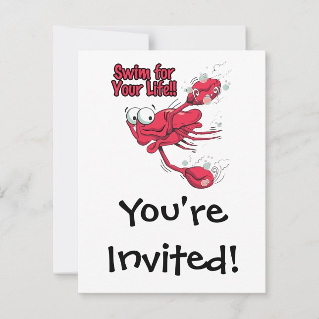 Invitation nager pour votre vie crabe de natation effrayé (Devant)