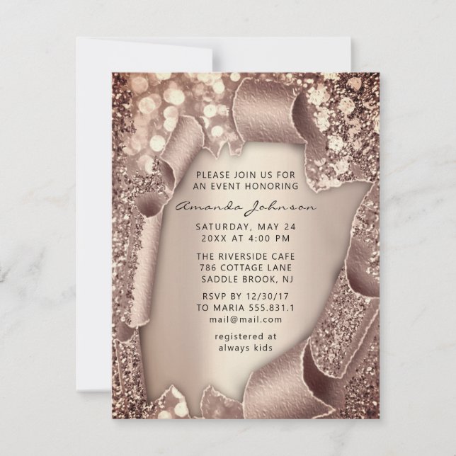 Invitation Naissance nuptiale SWEET 16e Rose Gold Parties sci (Devant)