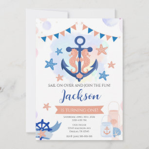 Invitation Naissance Petit Marin Garçon Ancre Marine Nautique