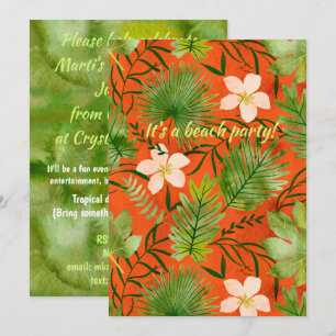 Invitation Nalani Hawaiian Tropical Garden Coral Lime