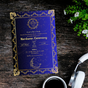 Invitation Namkaran Cérémonie de désignation Eléments d'or