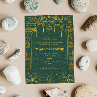 Invitation Namkaran Cérémonie de désignation Eléments d'or