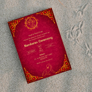 Invitation Namkaran Cérémonie de désignation Eléments d'or