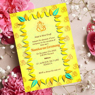 Invitation Namkaran Cérémonie de désignation Eléments d'or