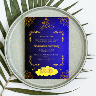 Invitation Namkaran Cérémonie de désignation Eléments d'or