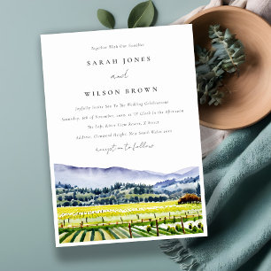 Invitation Napa Valley Watercolor Vineyard Paysage Mariage