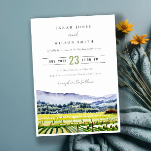 Invitation Napa Valley Watercolor Vineyard Paysage Mariage
