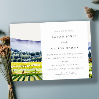 Invitation Napa Valley Watercolor Vineyard Paysage Mariage