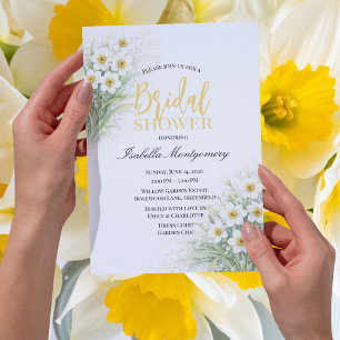 Invitation Narcisse Blanc Élégance Florale pour Mariage