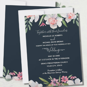 Invitation Narcisse blanc sur le Mariage floral de la marine