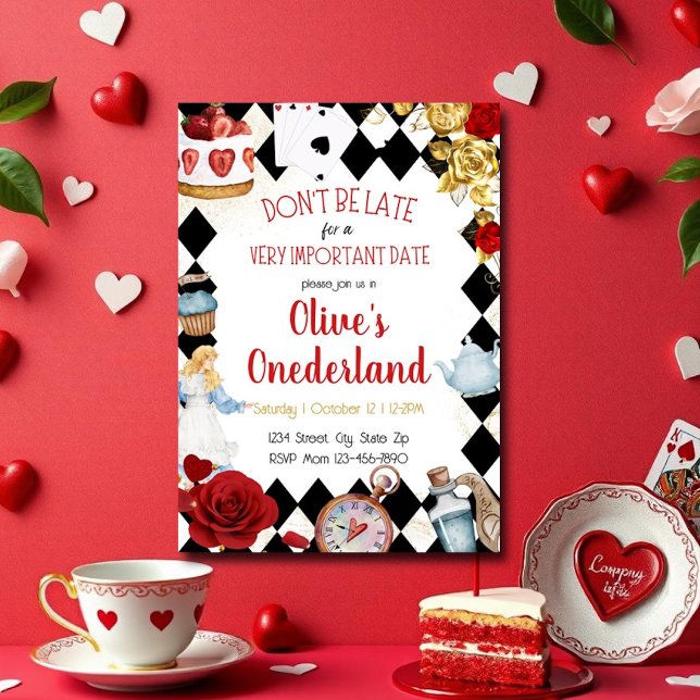 Invitation « N'Arrivez pas en Retard » Alice dans ONEderland  (Créateur téléchargé)