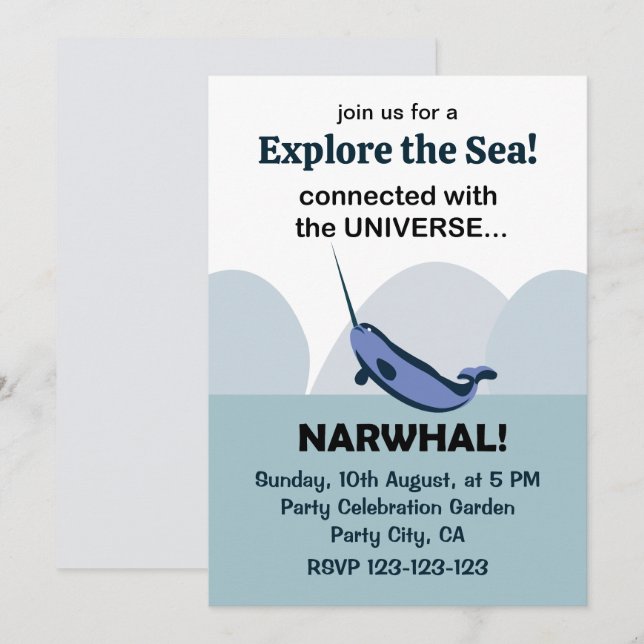 Invitation Narwal Connecté À L'univers Narwal (Devant / Derrière)