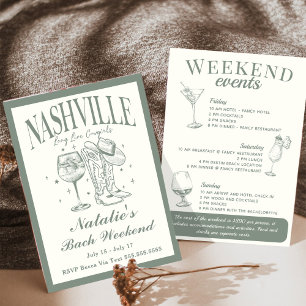 Invitation Nashville Bachelorette Rodeo Cocktail Itinéraire