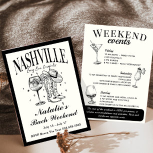 Invitation Nashville Bachelorette Social Cocktail Itinéraire