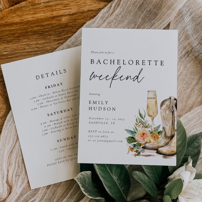 Invitation Nashville Cowboy Western Bachelorette Week-end (Créateur téléchargé)