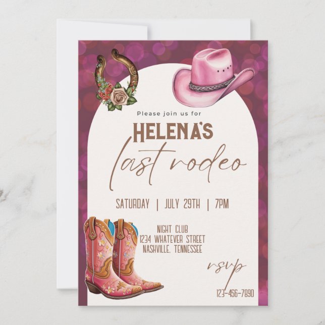 Invitation Nashville Dernier Rodeo Bachelorette Party (Devant)