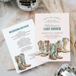 Invitation Nashville Dernier Rodeo Boots Bachelorette Party