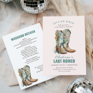 Invitation Nashville Dernier Rodeo Boots Bachelorette Party