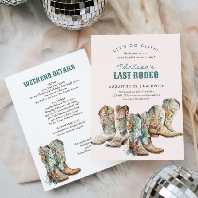 Invitation Nashville Dernier Rodeo Boots Bachelorette Party (Créateur téléchargé)