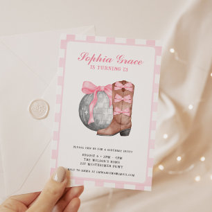 Invitation Nashville Disco Cowgirl rose Rodeo fête d'annivers