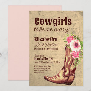 Invitation Nashville Enterrement de Vie de Jeune Fille Cow-Gi