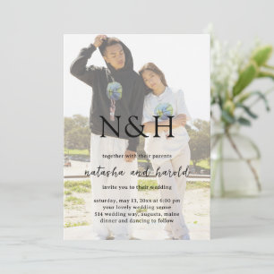 Invitation Natasha Photo Monogramme Mariage moderne