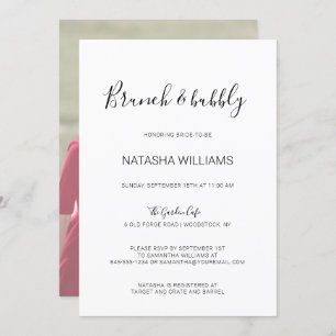 Invitation Natasha Rustic Calligraphy Photo Brunch & Bubbly