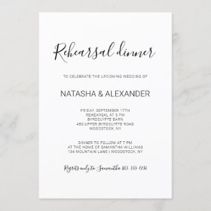 Invitation Natasha Rustique Calligraphie Dîner de Répétition