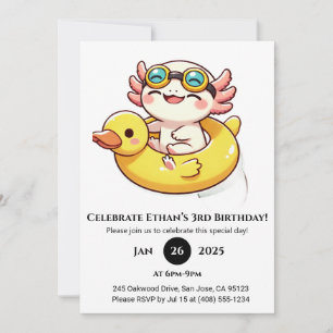 Invitation Natation Axolotl Amusants Anniversaire