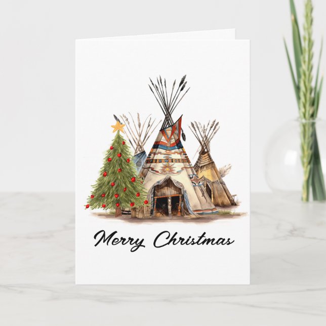 Invitation Native American Christmas Card (Devant)