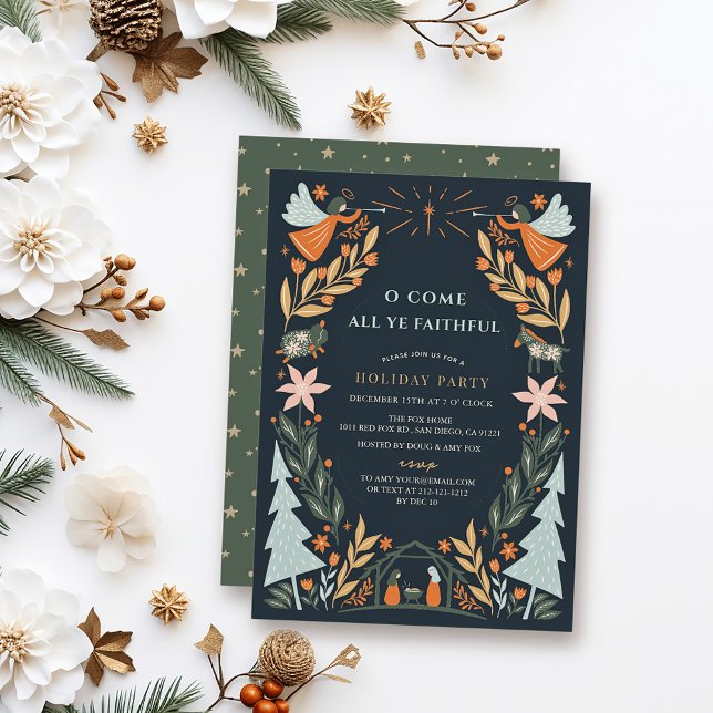 Invitation Nativité Anges Marine Bleu Noël Fête de Noël (Créateur téléchargé)