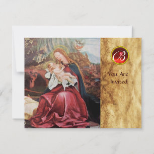 INVITATION NATIVITÉ AVEC ANGELS - MAGIE DU MONOGRAMME DE NOËL