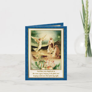Invitation Nativité Bergers & Anges Noël Doré