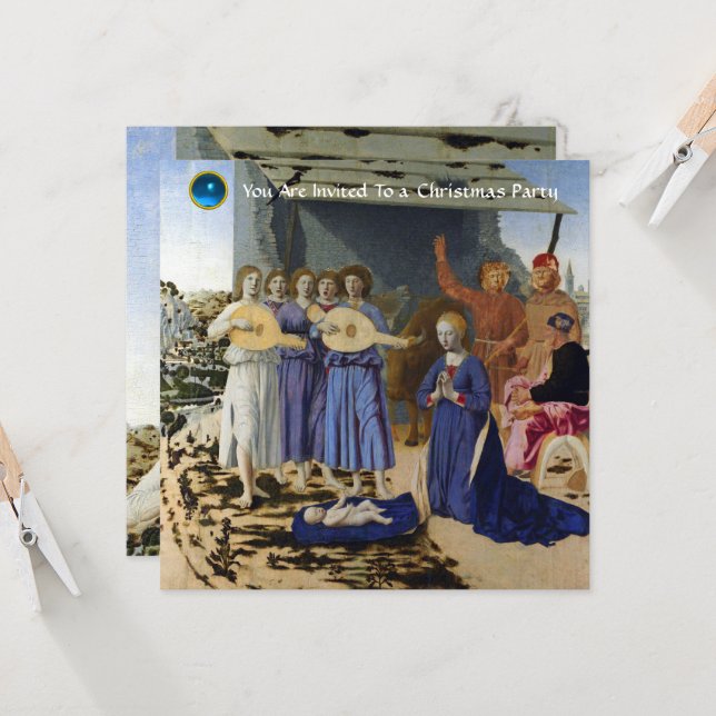 Invitation NATIVITÉ DE JÉSUS, ANGES par PIERO DELLA FRANCESCA (Devant/Arrière en situation)