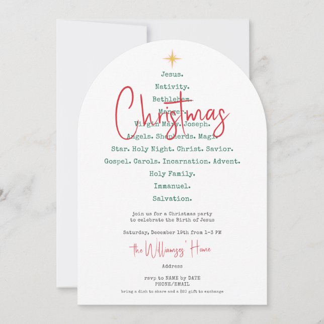Invitation Nativité Noël Foi chrétienne Jésus Religieux (Devant)