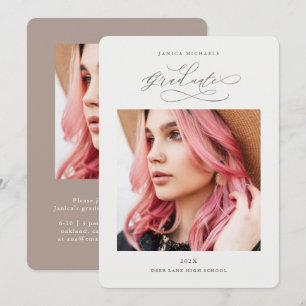 Invitation Natural Taupe Diplômé de deux photographie