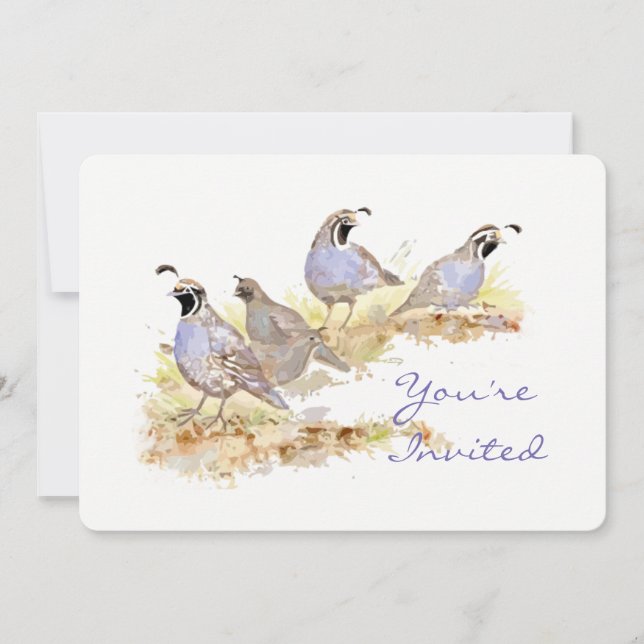 Invitation Nature California Quail Bird Anniversaire Party (Devant)