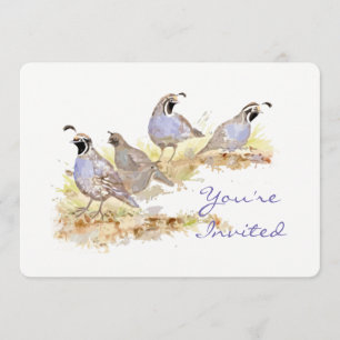Invitation Nature California Quail Bird Anniversaire Party