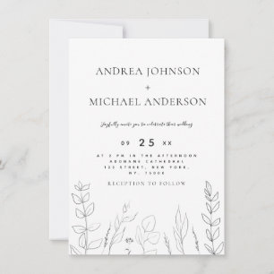 Invitation Nature Creative Line Art noir & blanc