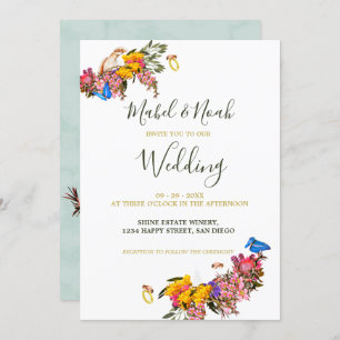 Invitation Nature durable Floral Protea Cockatoo Mariage