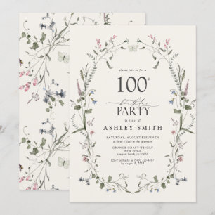 Invitation Nature Floral 100e anniversaire de fête aquarelle