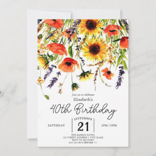 Invitation Nature Floral Fleurs sauvages 40e anniversaire