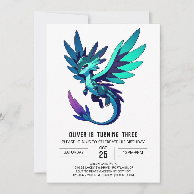 Invitation Nature Majestic Dragon Anniversaire (Devant)