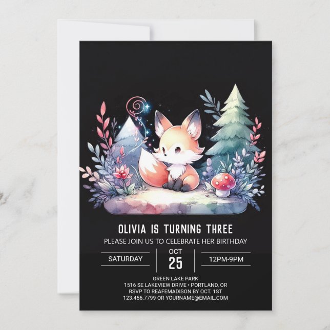 Invitation Nature Majestic Fox Anniversaire numérique (Devant)