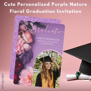 Invitation Nature mignonne Personnalisée Purple Nature Floral