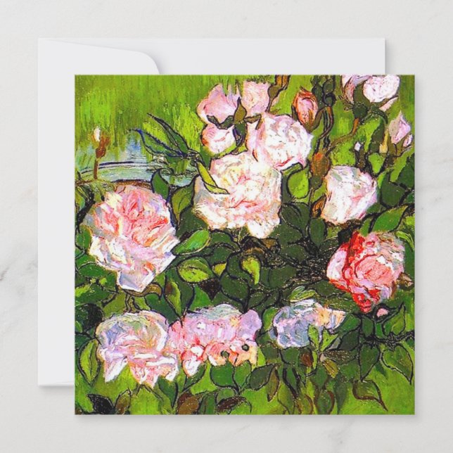 Invitation Nature morte de Van Gogh avec des roses roses (Devant)