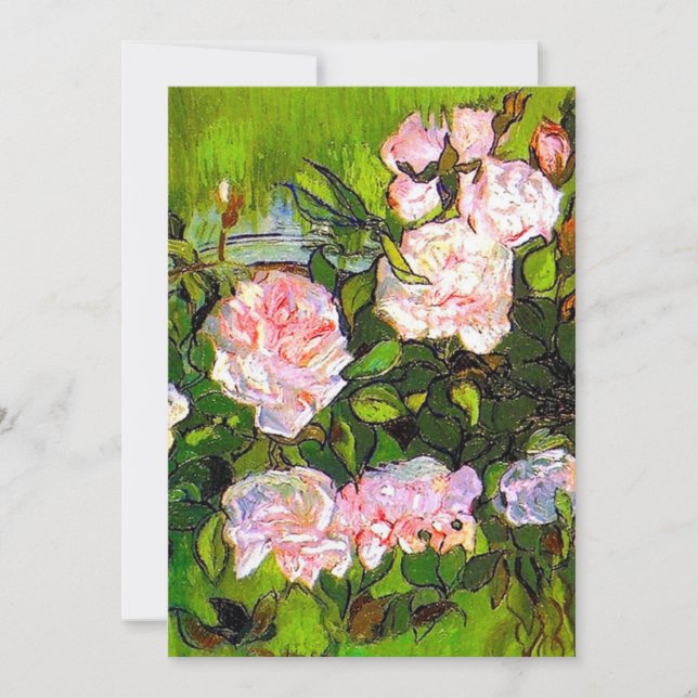 Invitation Nature morte de Van Gogh avec des roses roses (Devant)