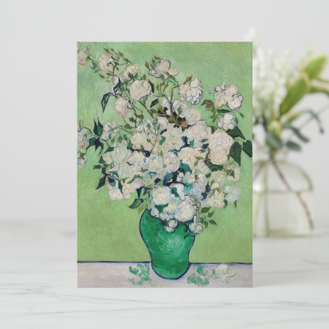 Invitation Nature morte Roses dans un vase par Vincent van Go (Debout devant)