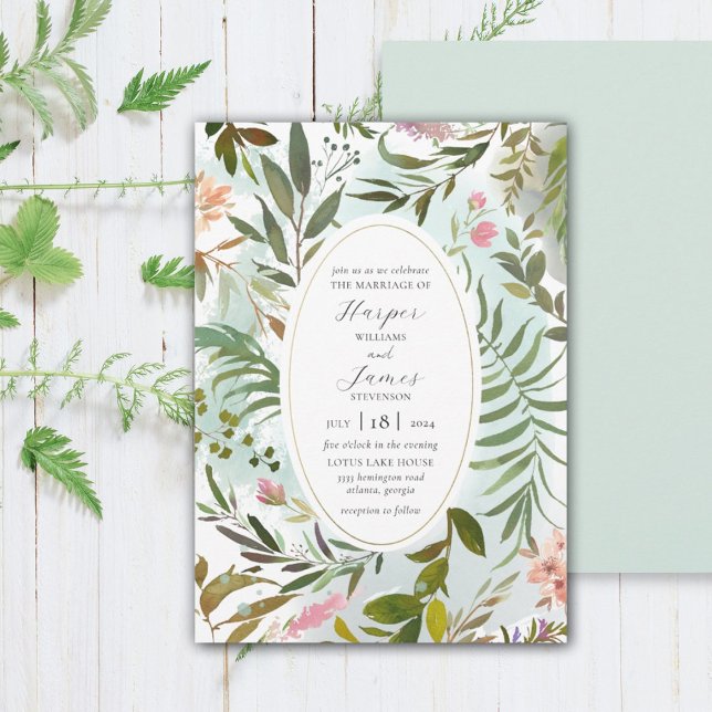 Invitation Nature rustique Forêt Florale Verdure Mariage Invi (Créateur téléchargé)