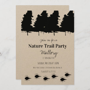 Invitation Nature Trail Woods Aventure Anniversaire Fête Rust